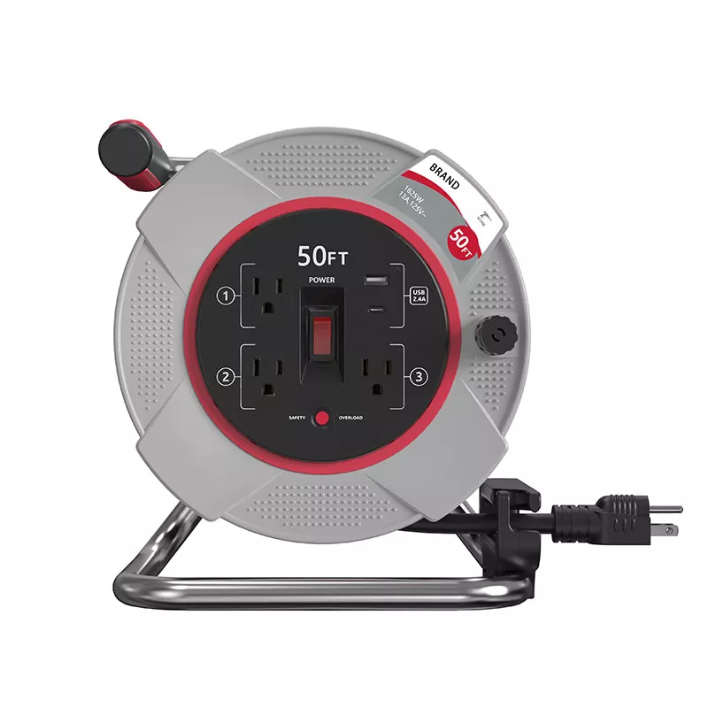 3 излези Usb2.4a Пластична ролна за кабел 50 стапки со заштита од преоптоварување 3 излези Usb2.4a Пластична ролна за кабел 50 стапки со заштита од преоптоварување