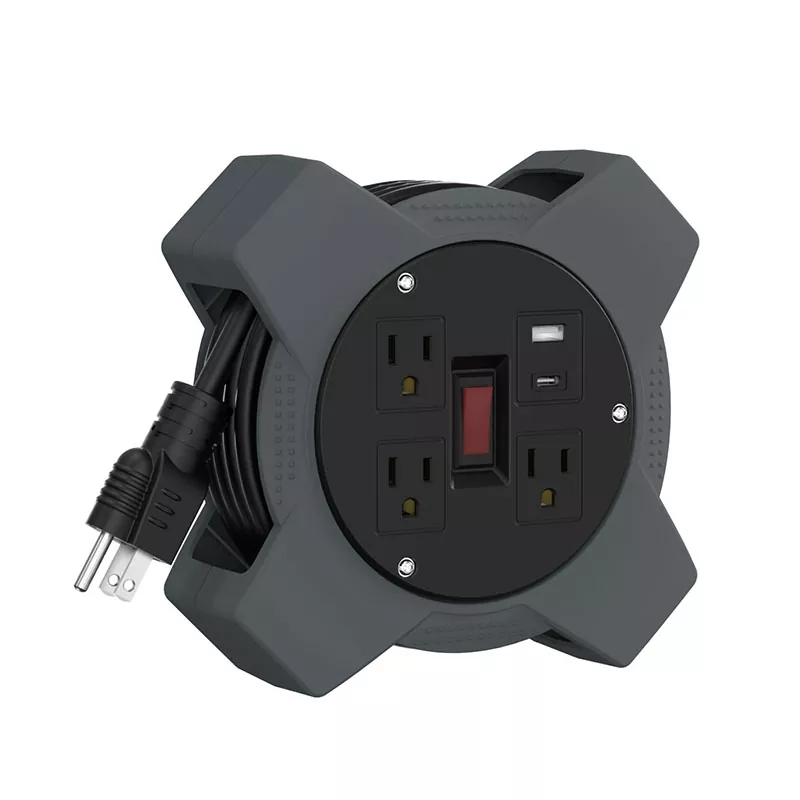 3 Outlets Usb Plastic Cord Reel 20ft