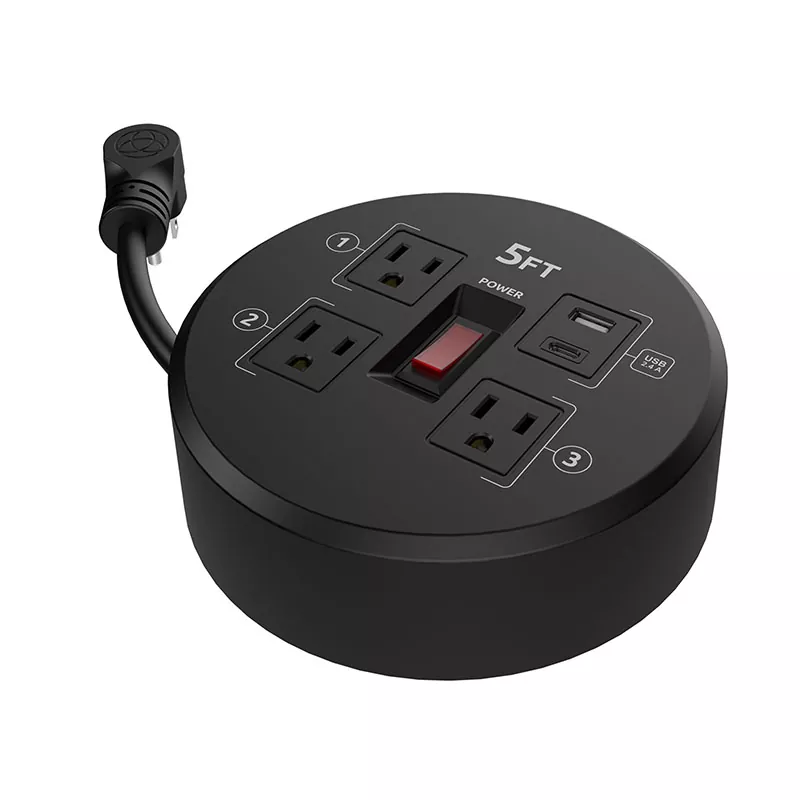Мини 3 приклучоци Usb2.4a Пластична макара за кабел